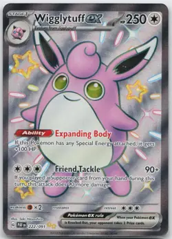 Wigglytuff ex Shiny Ultra Rare SV: Paldean Fates 222/091 Pokemon TCG - Image 1