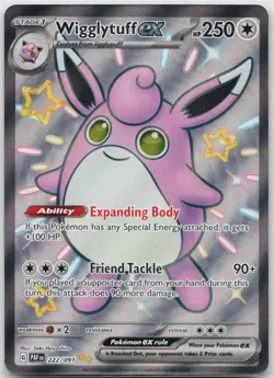 Wigglytuff ex Shiny Ultra Rare SV: Paldean Fates 222/091 Pokemon TCG - Image 1