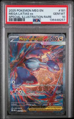 Mega Latias EX 181/132 PSA 10 ME01 EN Special Illustration Rare SIR Pokemon - Image 1