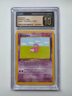 Pokemon Slowpoke 55/62 Fossil 1999 Regular 1st Edition CGC Pristine 10 - Image 1