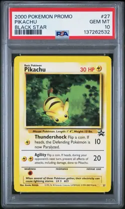 2000 POKEMON PROMO BLACK STAR #27 PIKACHU PSA 10 - Image 1
