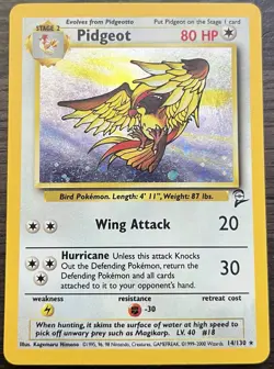 Pidgeot 014/130 Pokemon TCG WOTC Base Set 2 Holo Light Play LP - Image 1