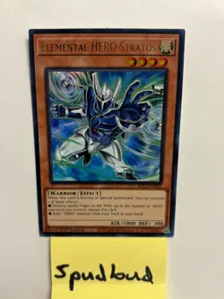 Elemental HERO Stratos (Alternate Art) Ultra Rare BLC1-EN022 NM 1st Ed Yu-Gi-Oh! - Image 1