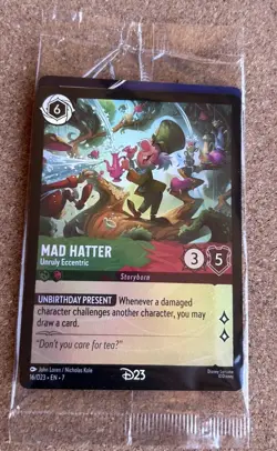 2026 Sealed Disney Lorcana D23 Promo MAD HATTER Gold Member Exclusive Card - Image 3