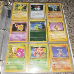 Pokemon TCG 1st Edition Mixed Card Lot w/ Binder Pages Pikachu Eevee 2000 - Image 2