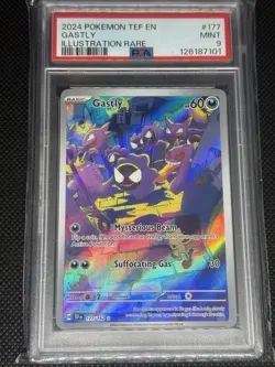 Pokemon TCG Gastly Illustration Rare Card 177/162 PSA 9 - Image 1