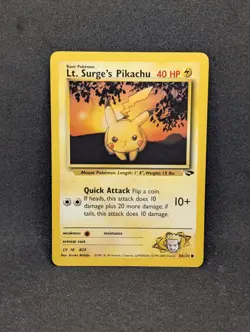 Pokemon Pikachu TCG Lt. Surges Card 84/132 Gym Heroes - Image 1