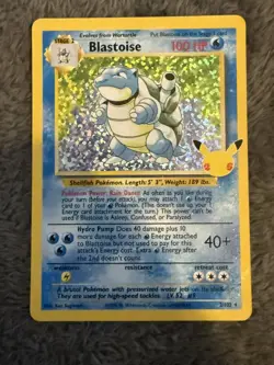 Pokemon Card Blastoise 2/102 Celebrations Classic Collection Played - Image 1