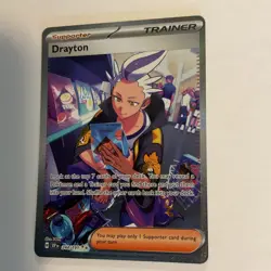Pokemon Drayton 244/191 Sv08: Surging Sparks SIR Supporter Full Art Holo English - Image 2