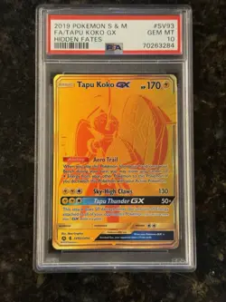 2019 POKEMON SUN & MOON HIDDEN FATES #SV93 FULL ART/TAPU KOKO GX PSA 10 - Image 1
