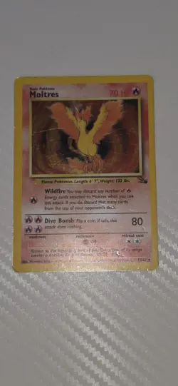 Moltres 12/62 Fossil Holo Rare Pokemon Card DMG - Image 1