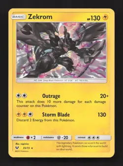 Zekrom 35/73 Holo Rare Shining Legends Pokemon Holo Near Mint - Image 1