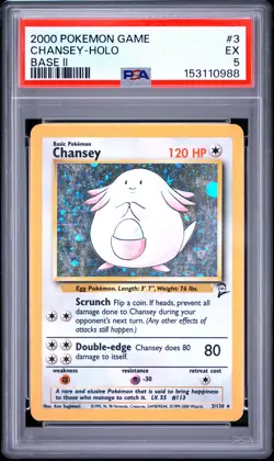 2000 POKEMON BASE SET 2 #3 CHANSEY-HOLO PSA 5 - Image 1