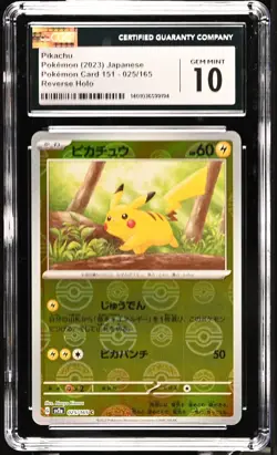 Pikachu 025/165 Reverse Poke Ball Holo Japanese 151 Pokemon 2023 CGC Gem Mint 10 - Image 1