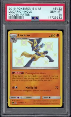 2019 Pokemon Lucario Holo SV22/SV94 PSA 10 (Hidden Fates) - Image 1