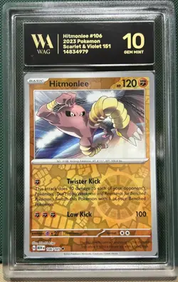 2023 POKEMON EN-151 REVERSE HOLO #106 HITMONLEE WAG 10 PSA CGC GM MINT - Image 1
