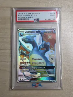 2019 Pokemon Sun Moon Hidden Fates SV49 Charizard GX PSA 9 62377732 - Image 1