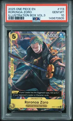 PSA 10 RORONOA ZORO 113 ILLUSTRATION BOX VOL.3 ENGLISH ONE PIECE 😍 - Image 1