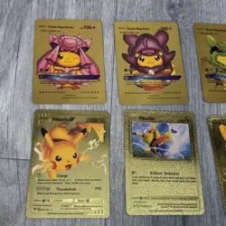 Pokemon Fan Art Pikachu Collection Card Bundle 11x Cards Shiny Foil Gold - Image 2