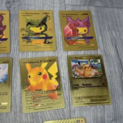 Pokemon Fan Art Pikachu Collection Card Bundle 11x Cards Shiny Foil Gold - Image 3