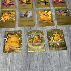 Pokemon Fan Art Pikachu Collection Card Bundle 11x Cards Shiny Foil Gold - Image 4