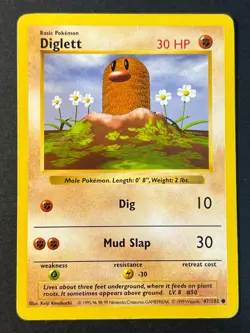 Diglett 47/102 Shadowless Base Set - Pokemon Card WOTC D LP - Image 1