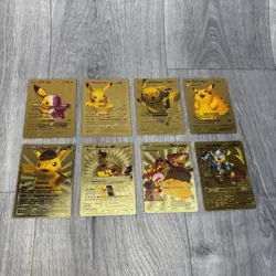 Pokemon Fan Art Pikachu Collection Card Bundle 8x Cards Shiny Foil Gold - Image 1
