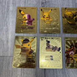 Pokemon Fan Art Pikachu Collection Card Bundle 8x Cards Shiny Foil Gold - Image 2