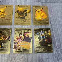 Pokemon Fan Art Pikachu Collection Card Bundle 8x Cards Shiny Foil Gold - Image 3