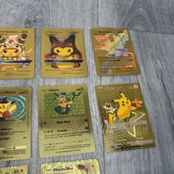 Pokemon Fan Art Pikachu Collection Card Bundle 10x Cards Shiny Foil Gold - Image 3