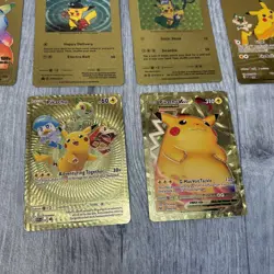 Pokemon Fan Art Pikachu Collection Card Bundle 10x Cards Shiny Foil Gold - Image 4