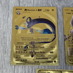Pokemon Fan Art Metwo Mew Collection Card Bundle 5x Cards Shiny Foil Gold - Image 2