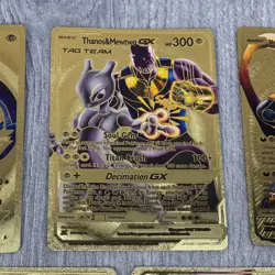 Pokemon Fan Art Metwo Mew Collection Card Bundle 5x Cards Shiny Foil Gold - Image 3