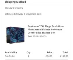 Phantasmal Flames POKEMON CENTRE ETB pre Order Receipt Confirmed - Image 2
