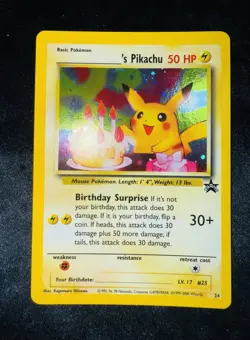 Pokemon Card Pikachu Birthday 24 Holo Black Star Promo NEAR MINT- Wizard ENG - Image 2