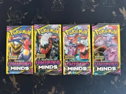 Pokemon Sun & Moon Unified Minds 3 Card Booster Pack - 4 Packs - Art Set - Image 1