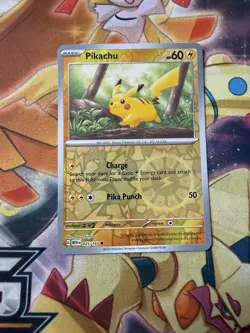 POKEMON PIKACHU 025/165 COMMON REVERSE COSMOS HOLOFOIL WITH 2x SWIRL NM CARD - Image 1