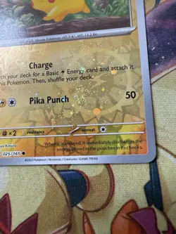 POKEMON PIKACHU 025/165 COMMON REVERSE COSMOS HOLOFOIL WITH 2x SWIRL NM CARD - Image 2