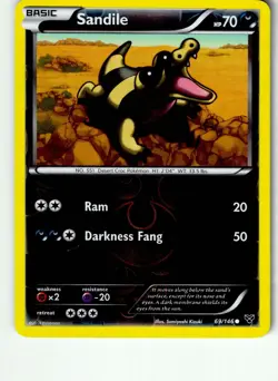 Sandile 69/146 Common XY Pokemon Reverse Holo Lightly Played - Image 1