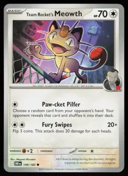 Team Rocket's Meowth 149/182 Common Destined Rivals Pokemon Near Mint - Image 1