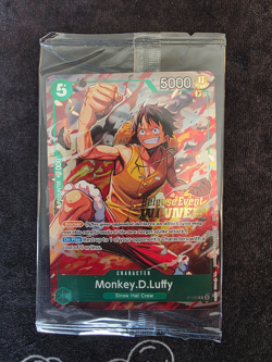 Monkey.D.Luffy P-135 Winner Stamp OP16 Pre-Release Event Promo Card Sealed - Image 1