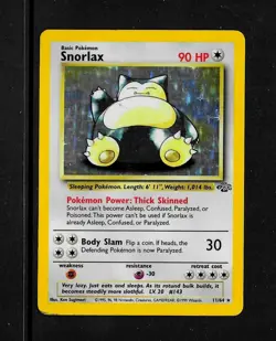 Pokemon Card Snorlax- # 11/64- 90HP- Basic- 1999-LP/MP Holo - Image 1