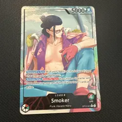 One Piece CCG Smoker OP10-001 Parallel Leader Alt Art English NM Foil TCG Card - Image 1