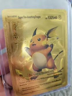 Super Fire Breathing Dragon Gold Foil Fan Art Vinyl Collector Pokemon Card - Image 3