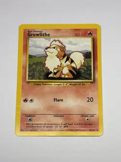 Growlithe 28/102 1999-2000 Vintage WoTC Pokemon Card Base Set Unlimited LP/MP - Image 1