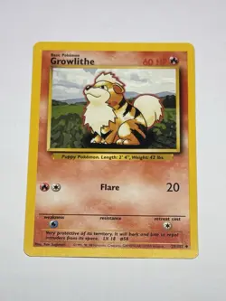 Growlithe 28/102 1999-2000 Vintage WoTC Pokemon Card TCG Base Set Unlimited LP - Image 1