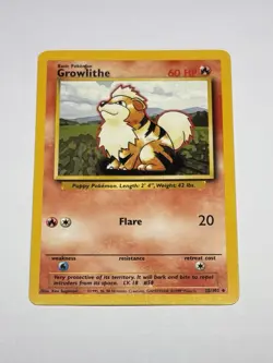 Growlithe 28/102 1999-2000 Vintage WoTC Pokemon Card TCG Base Set Unlimited LP - Image 1