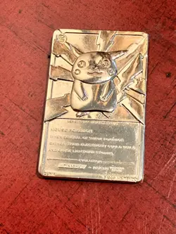 1999 Pokemon Burger King Pikachu Gold Plated Metal Card  - Image 2