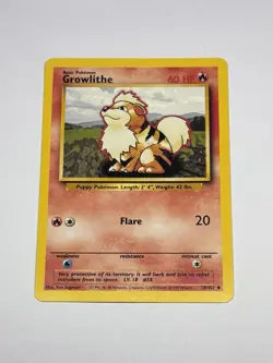 Growlithe 28/102 1999-2000 Vintage WoTC Pokemon Card TCG Base Set Unlimited LP - Image 1