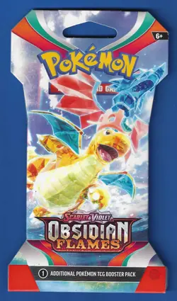 Pokemon "Obsidian Flames" 10-Card Sleeved Booster (Terastallized Dragonite) - Image 1
